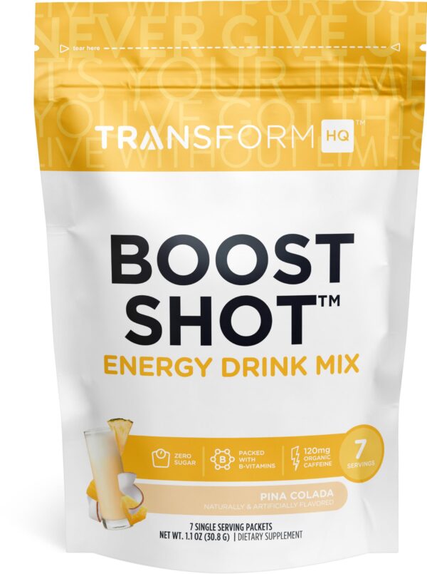 TransformHQ Boost Shot polvo suplemento energético sabor pina colada