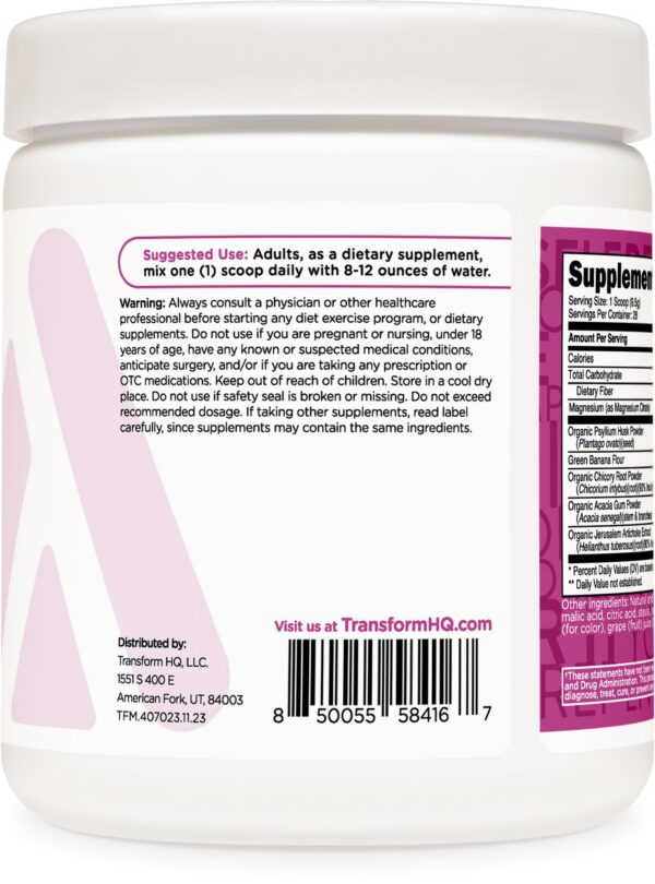 Version 1.0.0 TransformHQ Fiber 5 paquete con polvo sabor berry para salud digestiva