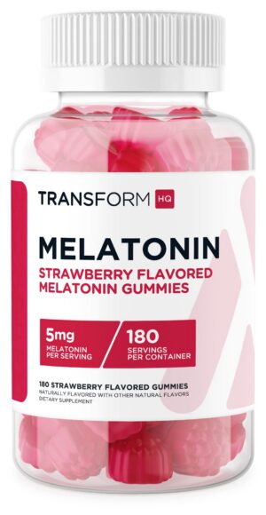Botella de TransformHQ melatonina 5mg gomitas sabor fresa