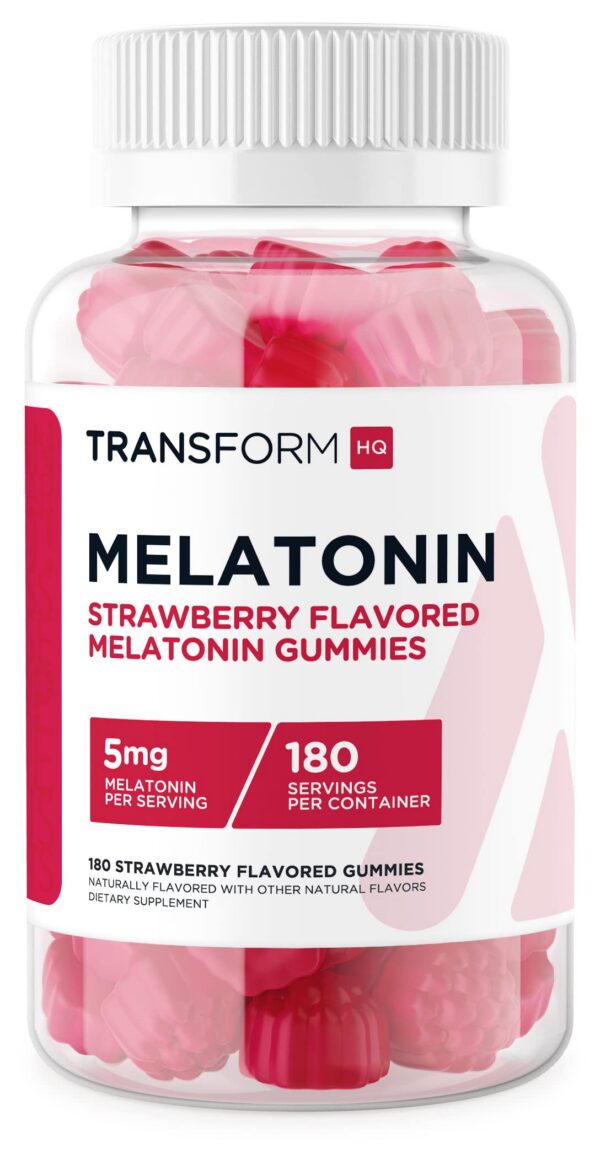 Botella de TransformHQ melatonina 5mg gomitas sabor fresa