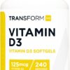 Version 1.0.0 TransformHQ vitamina d3 5000 ui 240 cápsulas blandas botella frontal