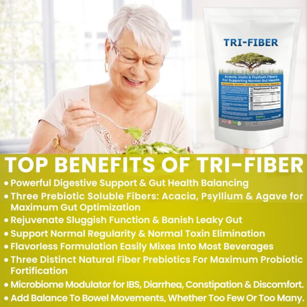 Tri-Fiber polvo suplemento fibra orgánico 3 en 1 digestivo polvo