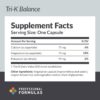 Etiqueta del envase Tri-K Balance 90 cápsulas