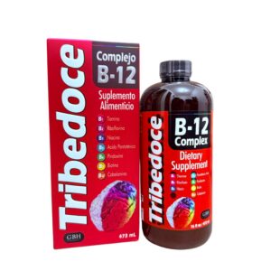 Version 1.0.0 Tribedoce suplemento complejo B-12 botella frontal