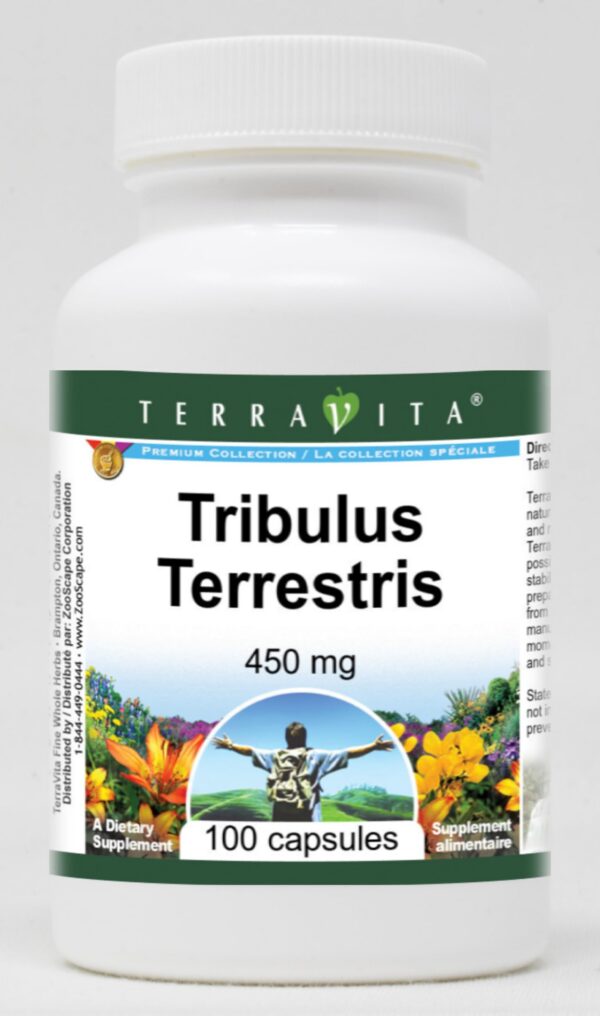 Frasco de Tribulus Terrestris 450 mg con 100 cápsulas TerraVita