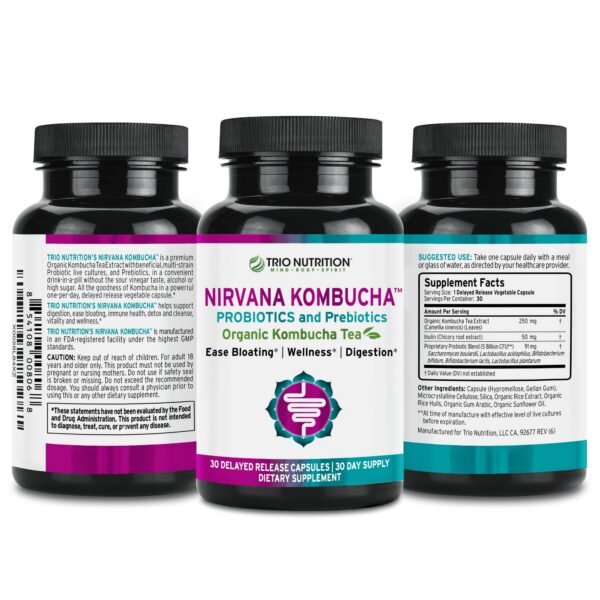 TRIO NUTRITION Nirvana Kombucha alivio hinchazón y desintoxicación