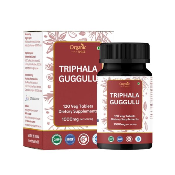 Triphala Guggulu ayurvédico, 120 tabletas.