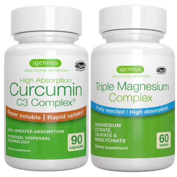 Frente del frasco Triple Magnesium Complex y Curcumina