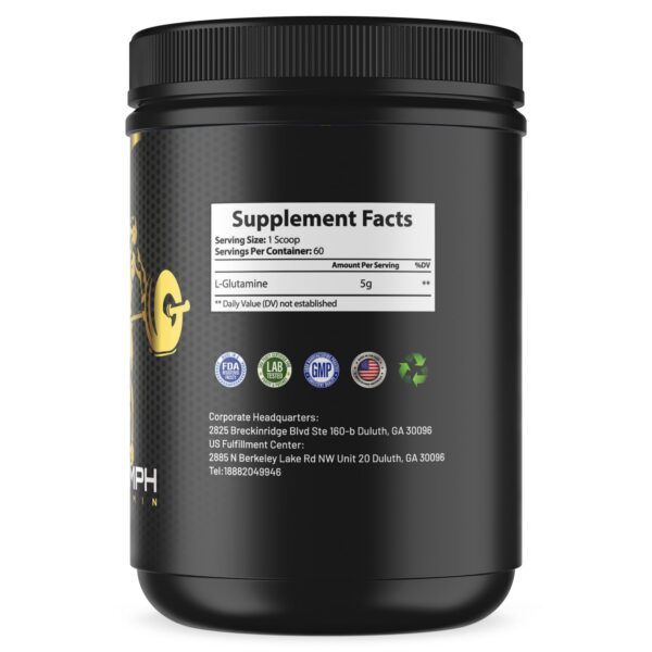 Etiqueta del frasco de glutamina TRIUMPH VITAMIN