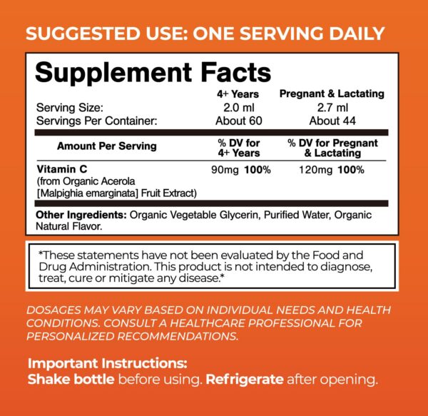 Etiqueta de Tropical Oasis Gotas Vitamina C