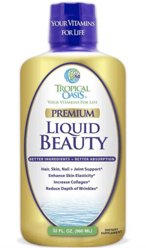 Tropical Oasis Liquid Beauty botella suplemento cabello piel