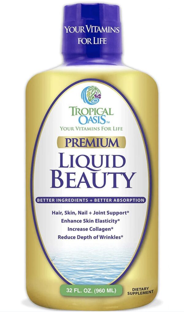 Tropical Oasis Liquid Beauty botella suplemento cabello piel