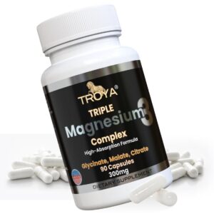 Troya Triple Magnesium Complex etiqueta y cápsulas frontales