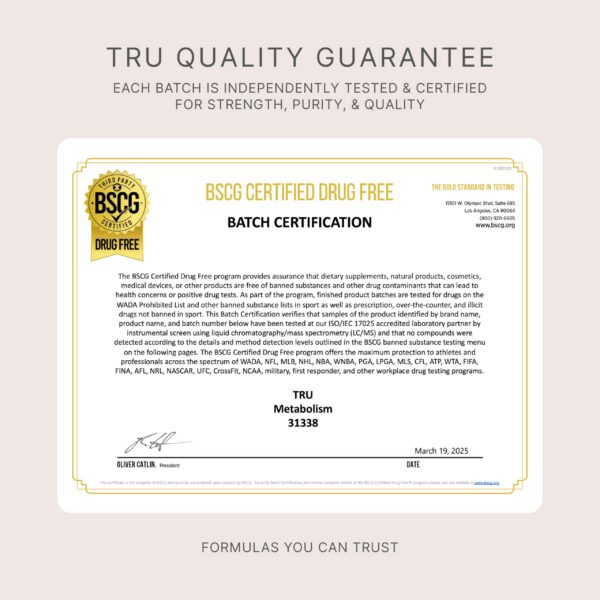 Etiqueta frontal TRU Metabolism veganas