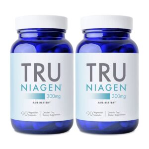 Frasco de suplemento Tru Niagen NAD anti aging 90 porciones