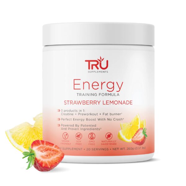 Envase de TRU Supplements Energy Pre-Entrenamiento