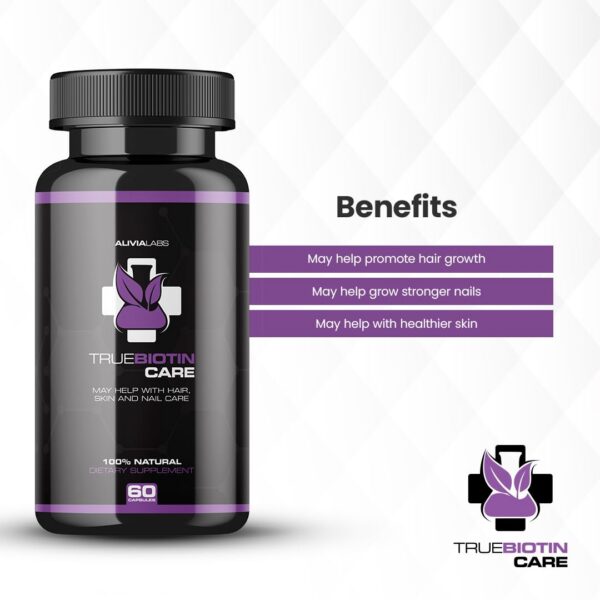 Envase True Biotin Care para mejorar cabello y piel saludables