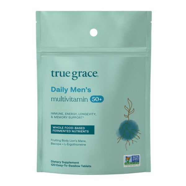 Multivitamínico True Grace para hombres 50+ en botella reutilizable