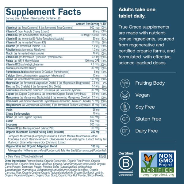 Etiqueta de True Grace One Daily Multivitamin para Hombres