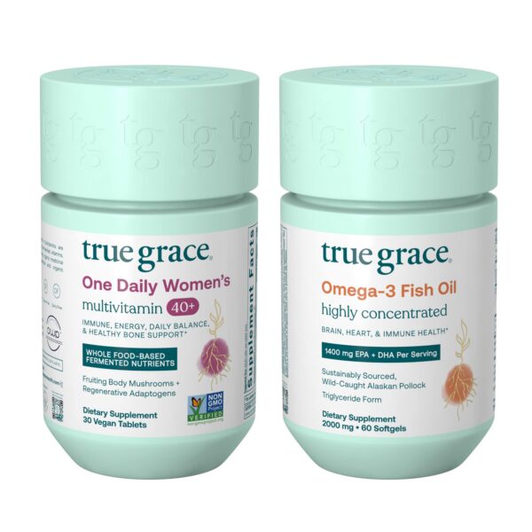 Frente de True Grace One Daily Multivitamin 40+ y Omega-3