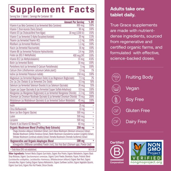 Version 1.0.0 Etiqueta frontal del producto True Grace