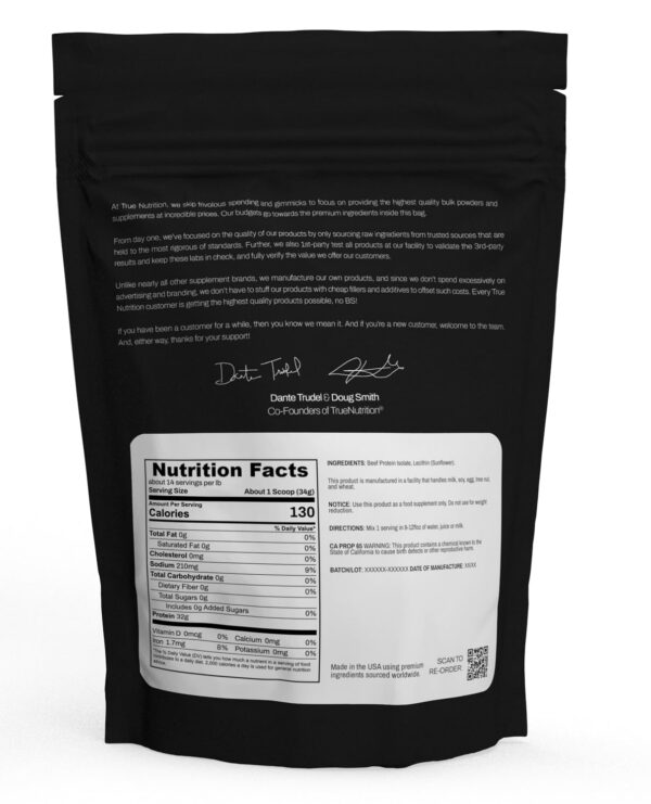Etiqueta de proteína de res True Nutrition