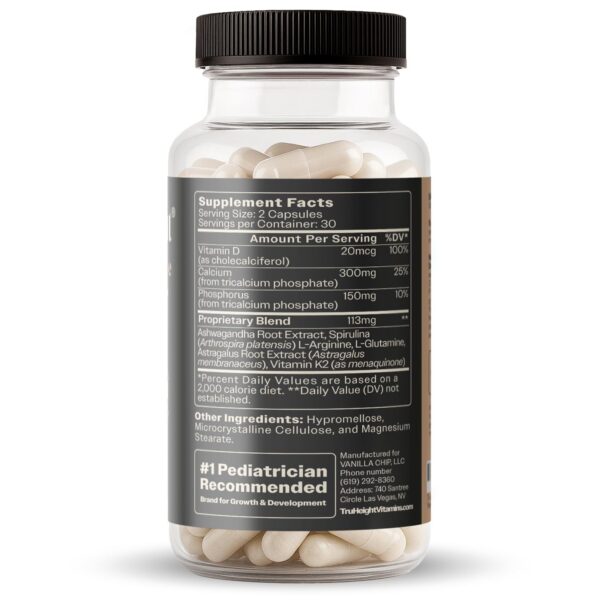 Version 1.0.0 Etiqueta de TruHeight Growth con D3 y K2