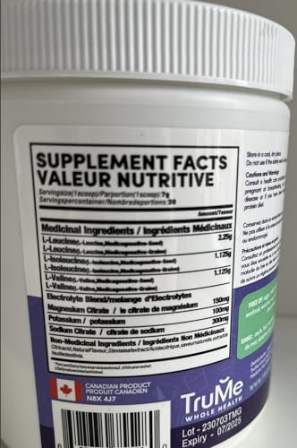 Tabla nutricional del envase TruMe BCAA