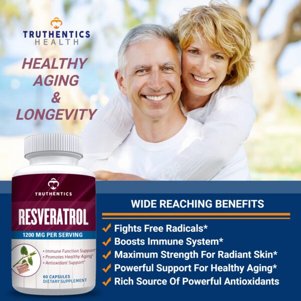 Caja del producto TRUTHENTICS Resveratrol 1200 mg