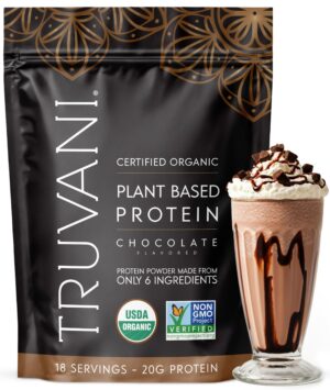 Version 1.0.0 Frente del envase Truvani proteína vegetal chocolate