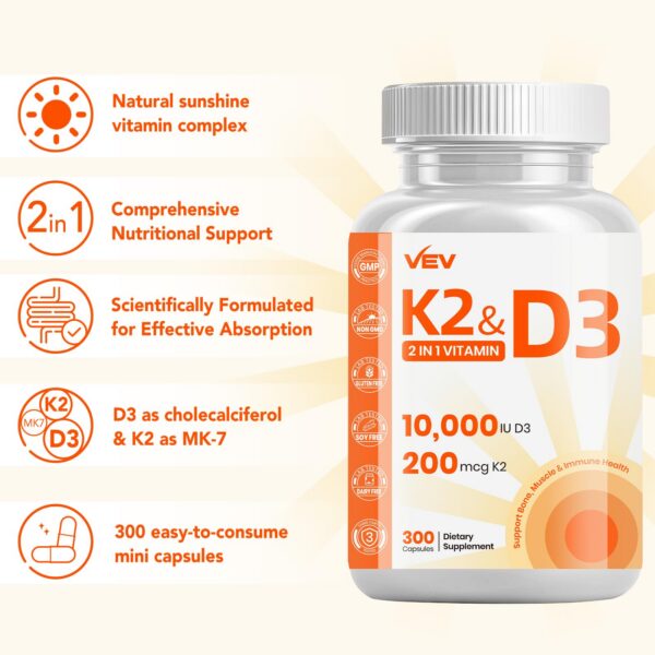 Tubos con cápsulas VEV Vitamina D3 y K2 MK7
