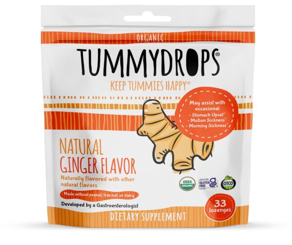 Tummydrops orgánicos de jengibre sin gluten 33 gotas individuales