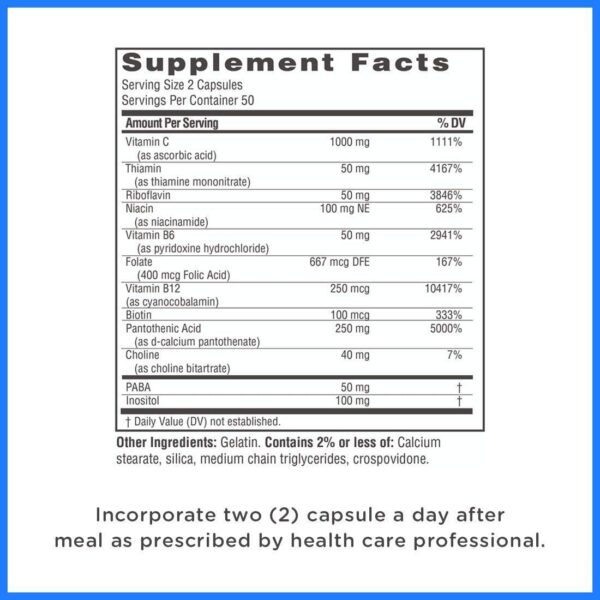 Etiqueta frontal Twinlab Complejo con Vitamina