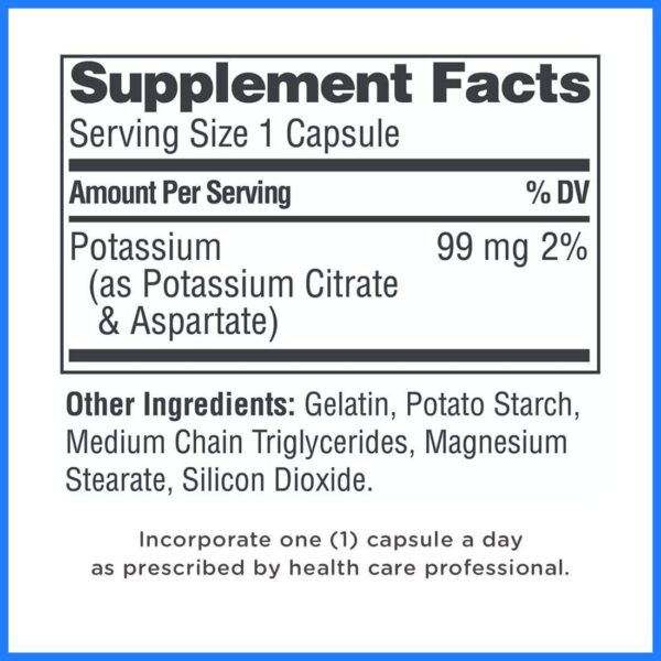 Etiqueta frontal TwinLab Potasio Aspartato