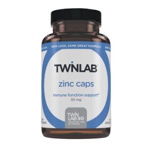 Twinlab Zinc Caps frasco con etiqueta