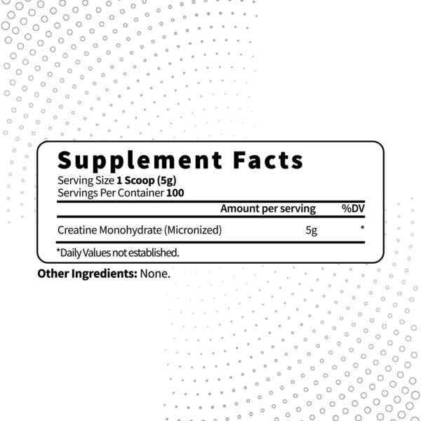 Etiqueta de Type Zero Creatine Monohydrate 500 g