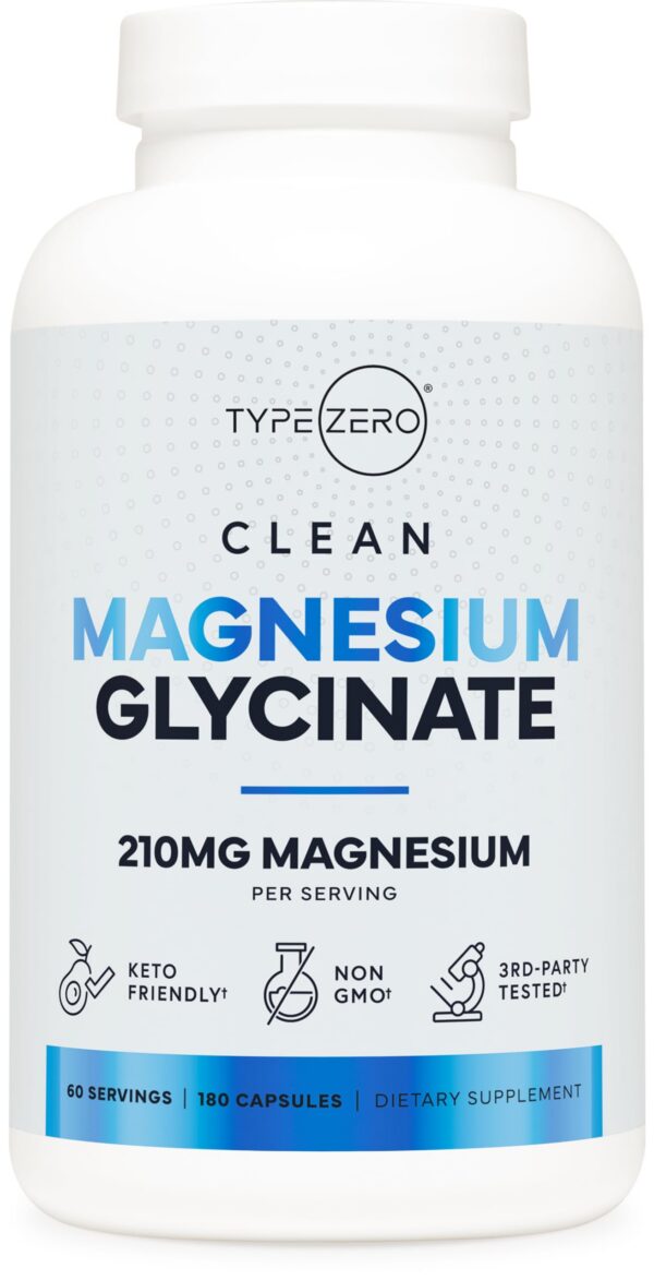 Type Zero Magnesio glicinato frasco frontal