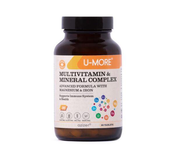 U-MORE multivitamínico y minerales frente de frasco