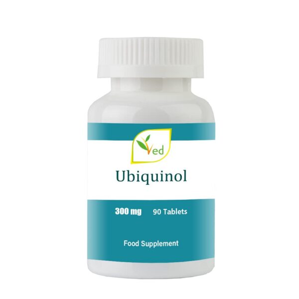 Ubiquinol 300 mg frasco y etiqueta