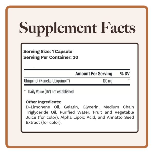 Ubiquinol and TriBerine label close-up