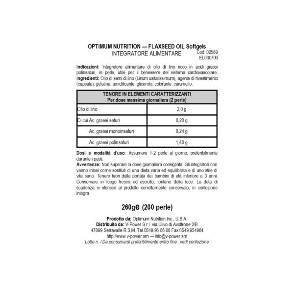 Frente del envase de linaza Ultimate Nutrition