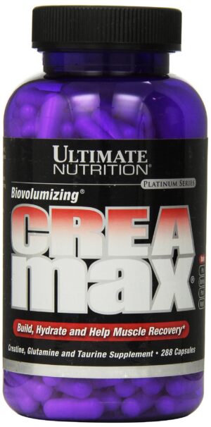 Ultimate Nutrition Biovolumizing CreaMax 2000mg caja y cápsulas