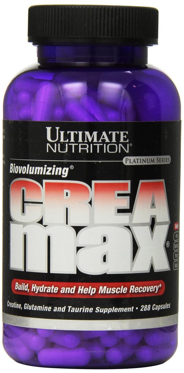 Ultimate Nutrition Biovolumizing CreaMax 2000mg caja y cápsulas