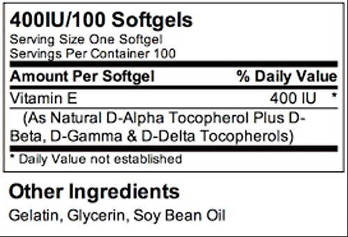 Etiqueta del suplemento Vitamina E