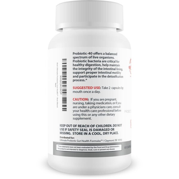 Version 1.0.0 Ultimate Probiotic etiqueta fórmula avanzada probiótico intestinal