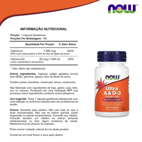 Ultra A & D3 suplemento paquete completo etiqueta