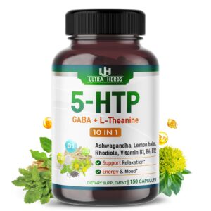 Version 1.0.0 Frasco frontal de ULTRA HERBS 5-HTP con GABA y L-Theanine