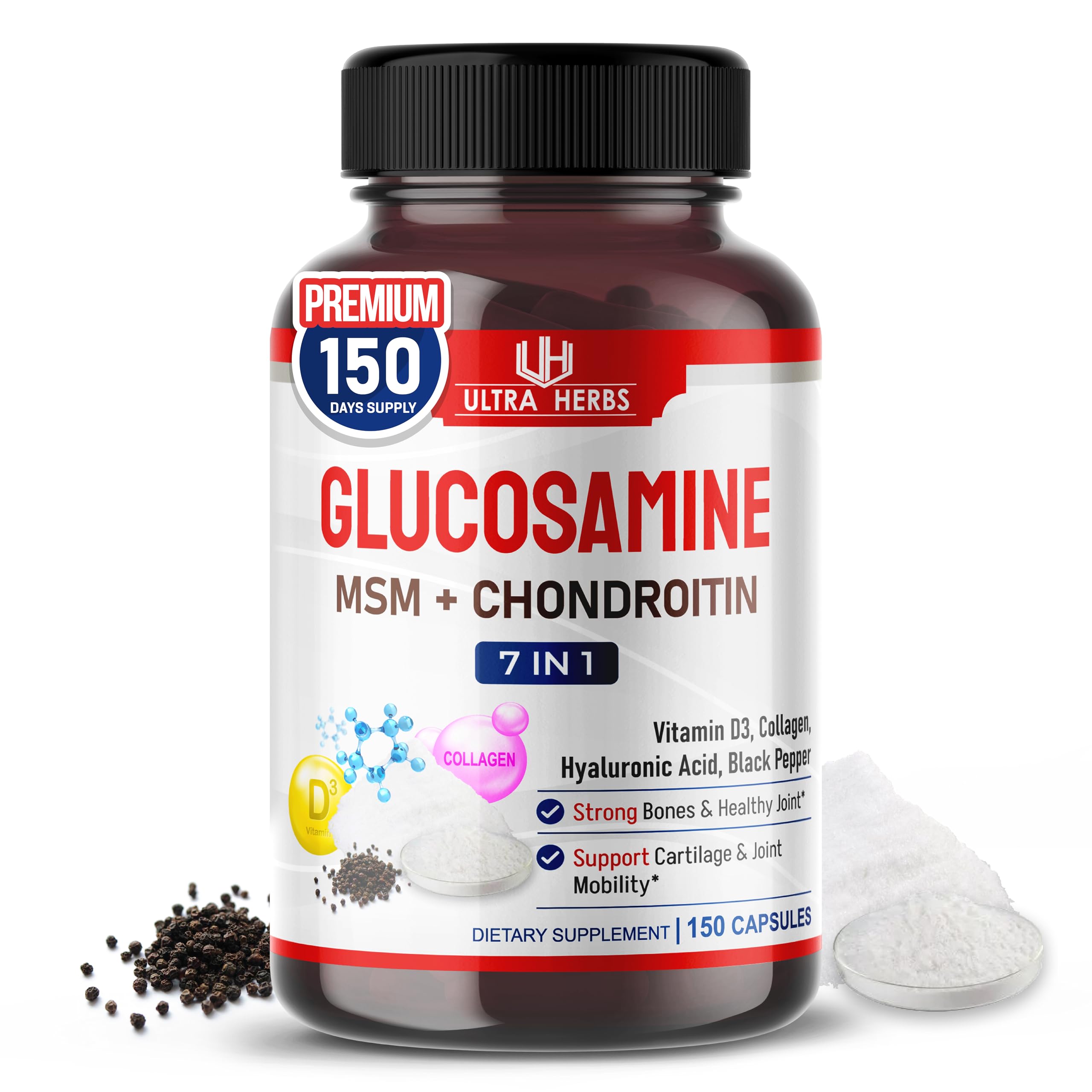 ULTRA HERBS Glucosamine Chondroitin MSM with Collagen D3