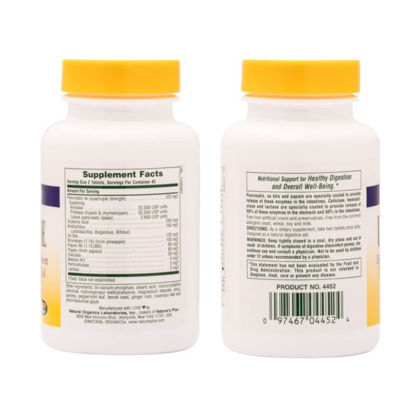 Frasco de Ultra-Zyme Natures Plus 90 tabletas para digestión saludable