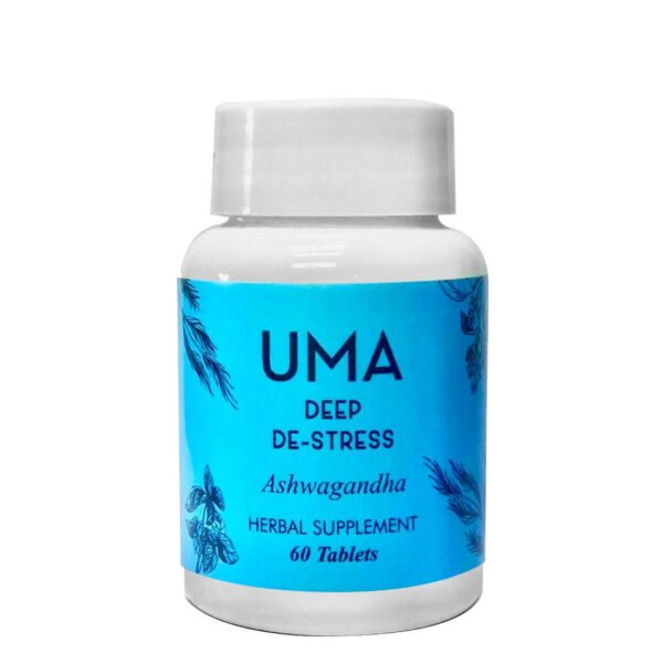 Suplemento herbal UMA Deep De-Stress botella frontal